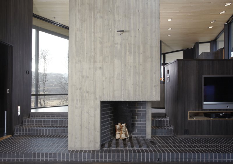 Peis i stue på hytte i hemsedal