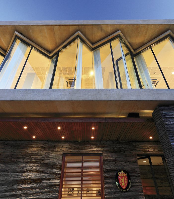 fasaden til den norske ambassaden i Kathmandu